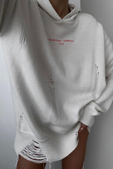 Hip-hop Ripped Pullover Hooded Sweater
