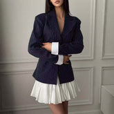 Striped print lapel suit jacket