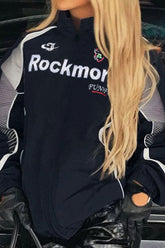 Motorcycle Letter Printed Woven Jacket