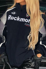 Motorcycle Letter Printed Woven Jacket