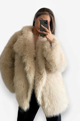 Artificial fur loose mid-length coat