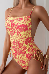 Backless Drawstring One-Piece Swimsuit