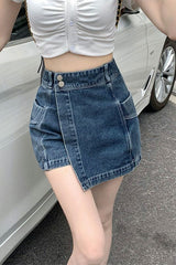 Irregular denim retro slim skirt