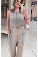 Casual Backless Vest Suit