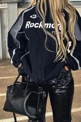 Motorcycle Letter Printed Woven Jacket