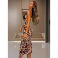 Stylish Lace Suspender Backless Slim Dress