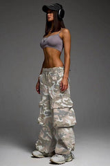 camouflage loose straight pants