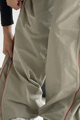 Urban style draped wide-leg pants with zipper