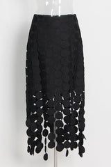 French retro hollow fringed irregular skirt