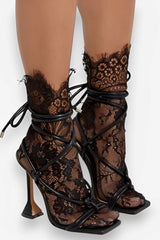 Stiletto Wineglass Cross Strap Square Head Sandals