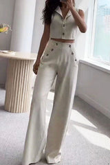 Elegant micro-flared pants suit
