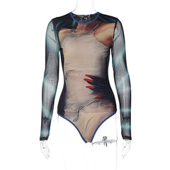 Stitched Mesh painted bodysuit