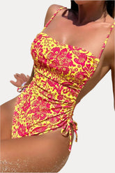 Backless Drawstring One-Piece Swimsuit
