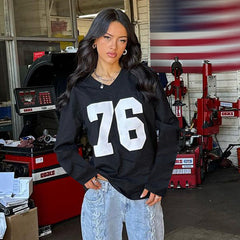 American street style-sleeved T-shirt