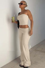 tube top flared pants slim suit