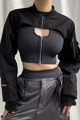 Work style zipper short blouse