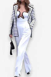 Zebra Striped Stand-up Collar Jacket suit