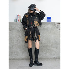 Trendy and cool distressed ripped denim jacket