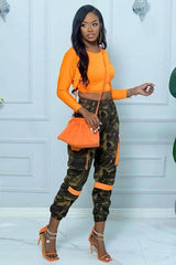 Street trend hit color pocket camouflage pants