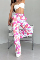 Tie-dyed Loose High Waist Straight Pants