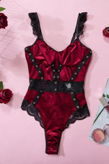 Velvet lace sexy bodysuit