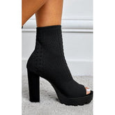 Thick Heel Fish Mouth Short Boots