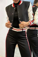 Casual Striped Short Baseball Suit