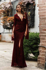 Full Length Long-Sleeved Long Elegant Dress