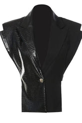 Leather stitching vest