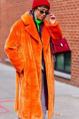 Long imitation rabbit fur coat