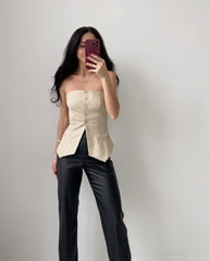PU Leather Tube Top Backless Tight Vest