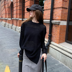 Long-sleeved Hollow Knitted Sweater