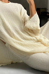 long-sleeved loose crepe casual suit