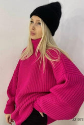 Loose Fit High-necked Wool Knitted Sweater