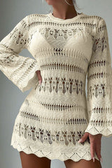 Bikini Cover-up Hollow Mesh Long-Sleeved Shirt