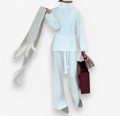 Comfortable turtleneck sweater and loose pant suit