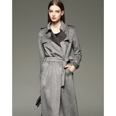 Elegant mid-length slim fit suede windbreaker