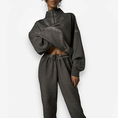 Street Style Half-Zip Jacket Suit