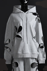 Hollow petal cutout hooded loose casual chandal