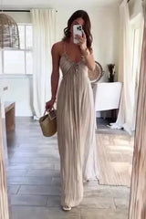 Backless U Neck Strap Long Dress