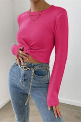 Slim Round Neck Knitted Top Sweater