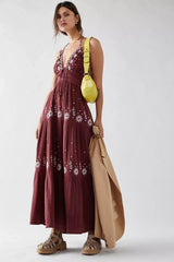 V-Neck Sleeveless Backless summer Maxi Dress
