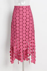 French retro hollow fringed irregular skirt