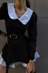 Doll-neck black dress