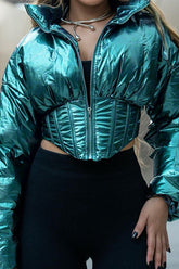 motorcycle style zipper lapel jacket