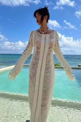 Beach knitted hollow maxi dress