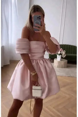 Feifei sleeve tube top fashion pleated dress