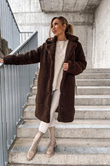 Long-sleeved Plush Long Coat
