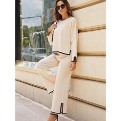 knitted sweater wide-leg pants casual suit