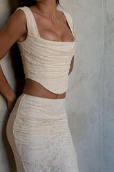 two-piece lace fishtail skirt dress